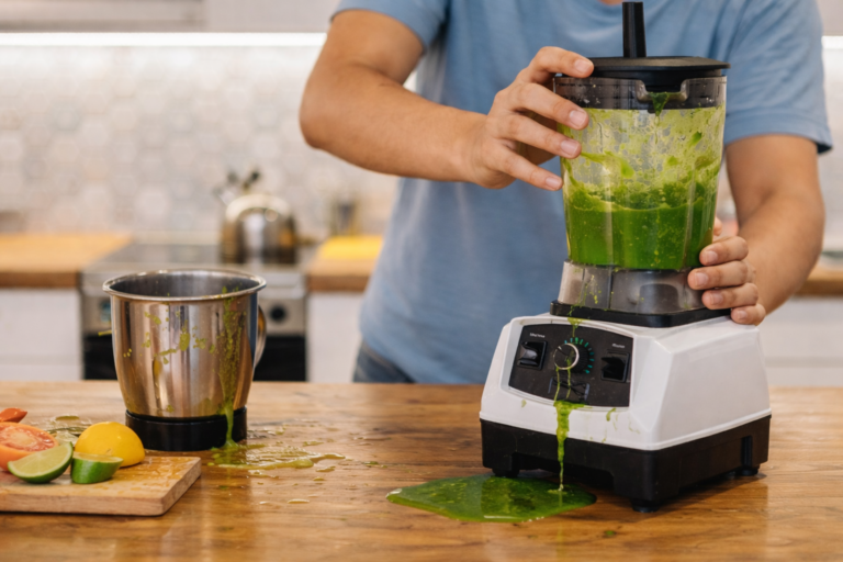 mixer grinder jar leaking near blade base in Indian kitchen