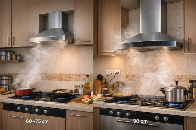 chimney size for indian kitchen compared above gas stove